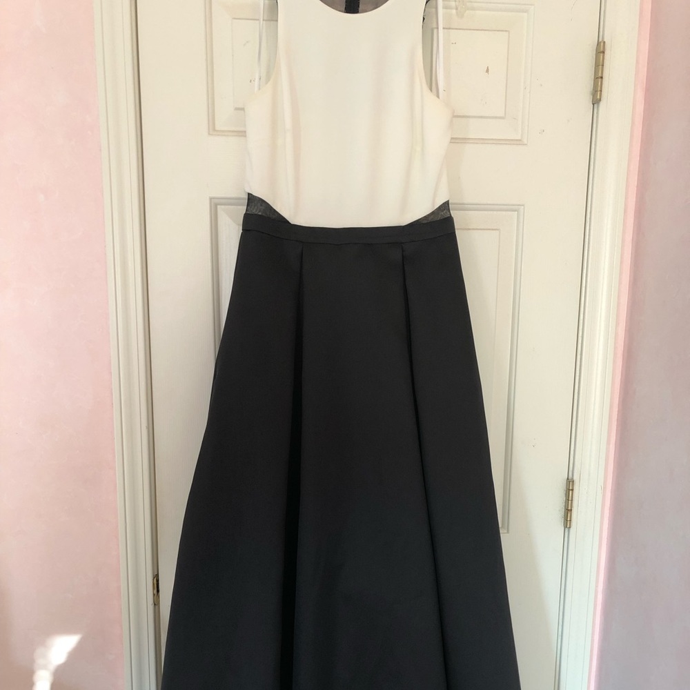 Black and White Lace Back Prom Gown